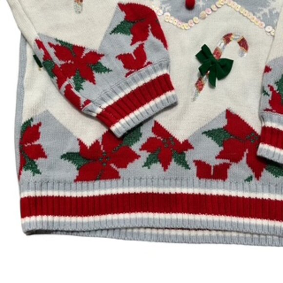 NEW 33 Degrees Women’s Christmas Holiday Sweater Size XXL V Neck Sequins - Picture 4 of 13